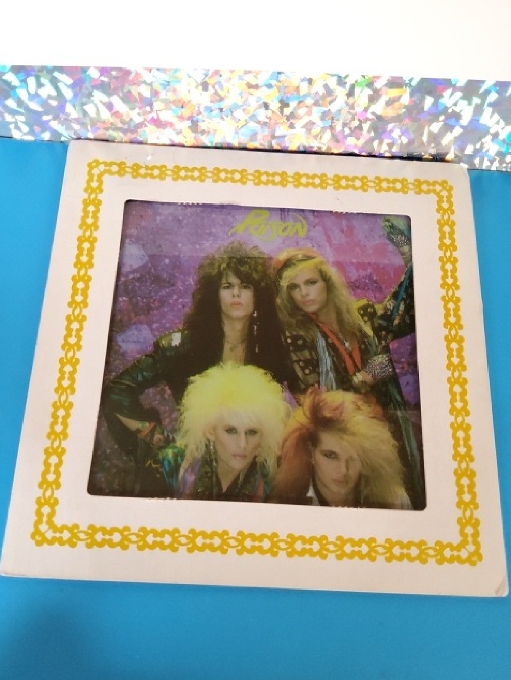 1980s Carnival Price Glass Mirror With The Band Poison. - Picture 2 of 4